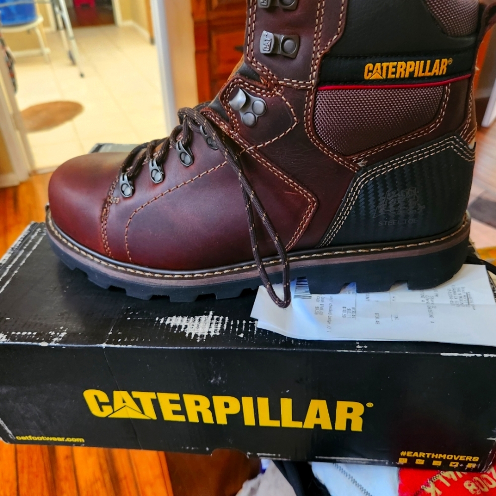 Catapillar steel toe work boots brown